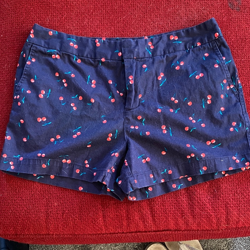 Cynthia Rowley Navy Cherry Print High Waist Shorts